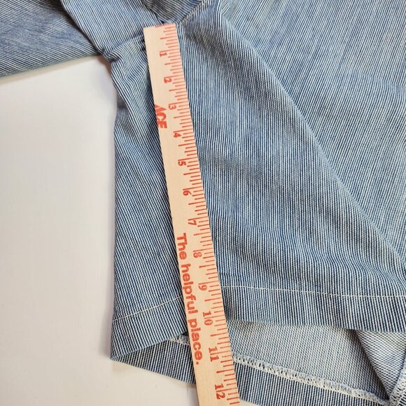 CHICO'S Blue White Striped Denim Shorts Bermuda Modest Sz 3 - Picture 9 of 12